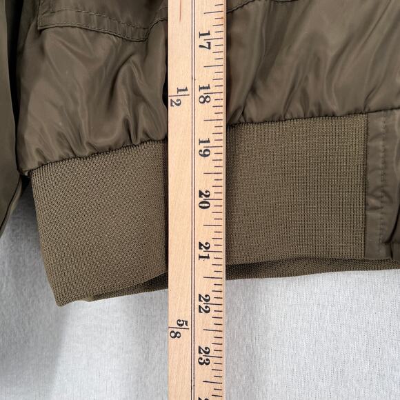 FREE PEOPLE Midnight Bomber Sateen Jacket Womens Medium Olive Green Long Sleeve - Picture 15 of 16